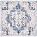 SAFAVIEH Brentwood Collection 10 Square Ivory/Navy BNT865A Medallion Distressed Non-Shedding Area Rug