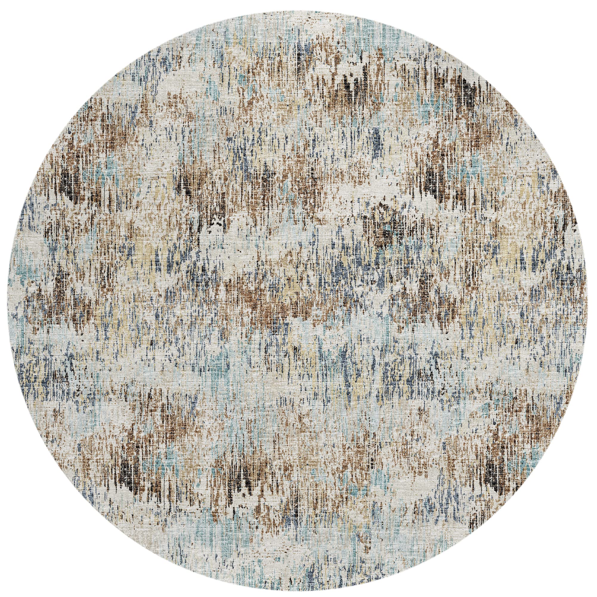 Addison Rugs Indoor/Outdoor Accord Aac31 Moody Washable 8' X 8' Indoor Outdoor Round Rug, Easy Clean, Machine Washable, Non Shedding, Bedroom, Living Room, Dining Room, Kitchen, Patio Rug