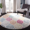 SAFAVIEH Madison Collection 9 Round CreamYellow MAD604C Glam Ogee Trellis Distressed Non-Shedding Living Room Bedroom Area Rug