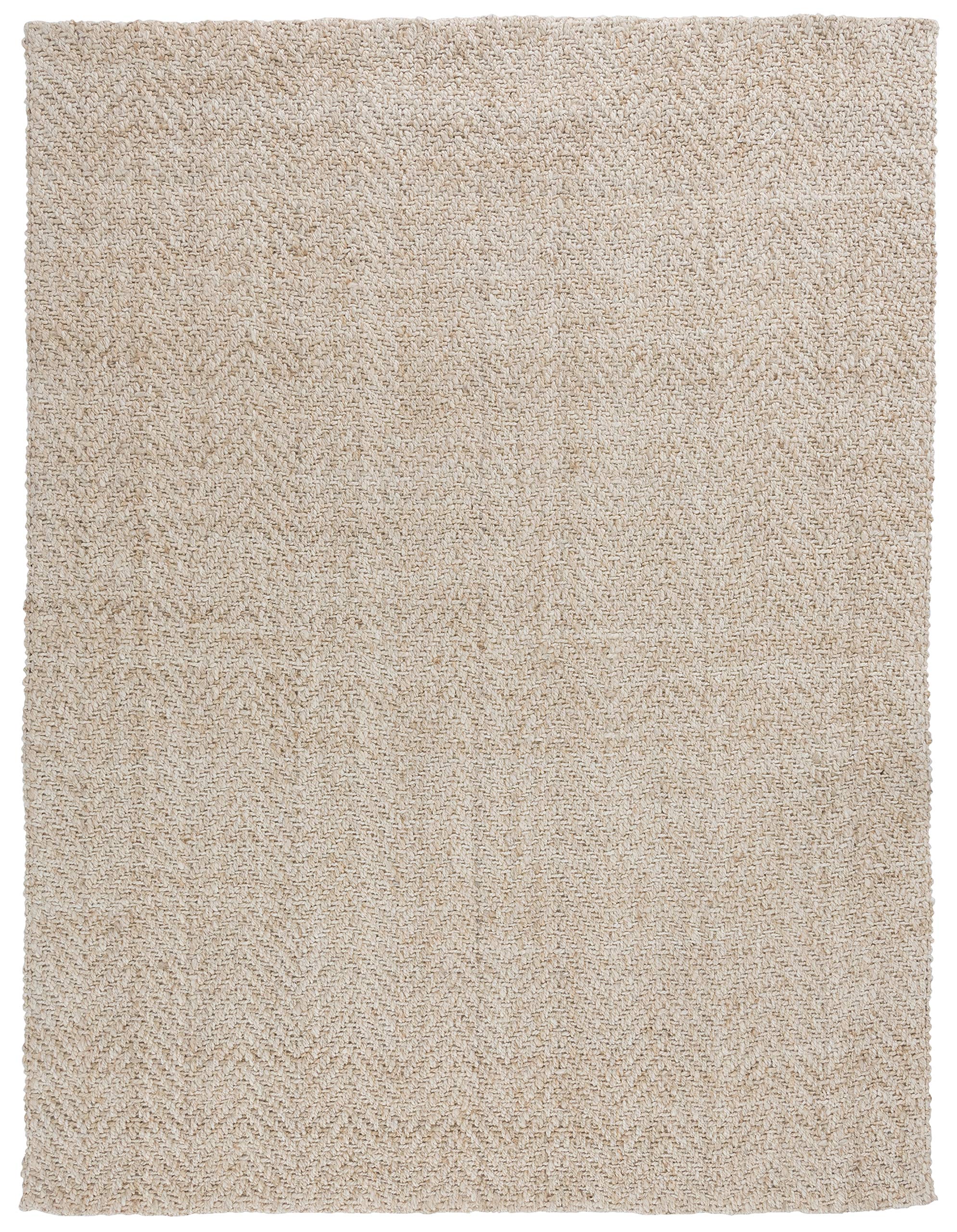 Kosas Home Chevron Handwoven Jute Area Rug, 8X10, Ivory