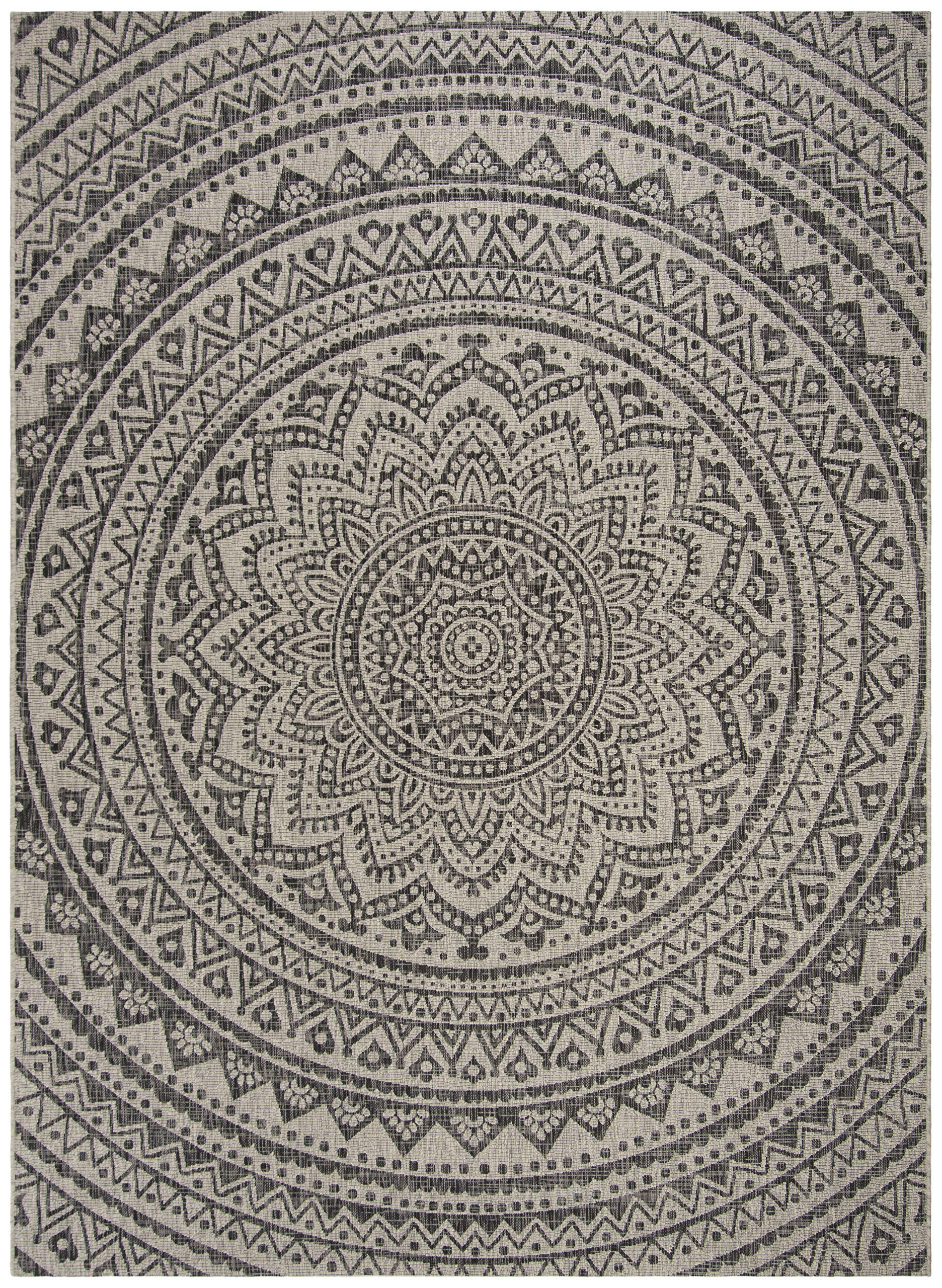 Safavieh Courtyard Collection 9' X 12' Light Grey/Black Cy8734 Indoor/ Outdoor Waterproof Easy Cleaning Patio Backyard Mudroom Area Rug