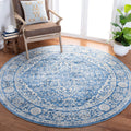 SAFAVIEH Brentwood Collection Round Rug - 10 Round, Ivory & Navy, Oriental Design, Stain Resistant, Ideal for High Traffic Area