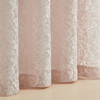 Bujasso Pink Lace Sheer Curtains 108 Inch Vintage Floral Sheer Window Curtain Panels For Living Room Bedroom Elegant Light Filte