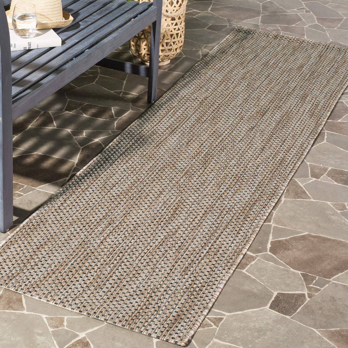 SAFAVIEH Courtyard Collection 23 x 20 Natural/Black CY8521 Indoor/ Outside Waterproof Easy cleansingPatio Backyard Mudroom Run
