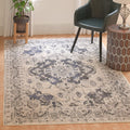 SAFAVIEH Monaco Collection Area Rug - 8 x 10, Ivory & Grey, Boho Chic Medallion Distressed Design, Non-Shedding & Easy Care, I
