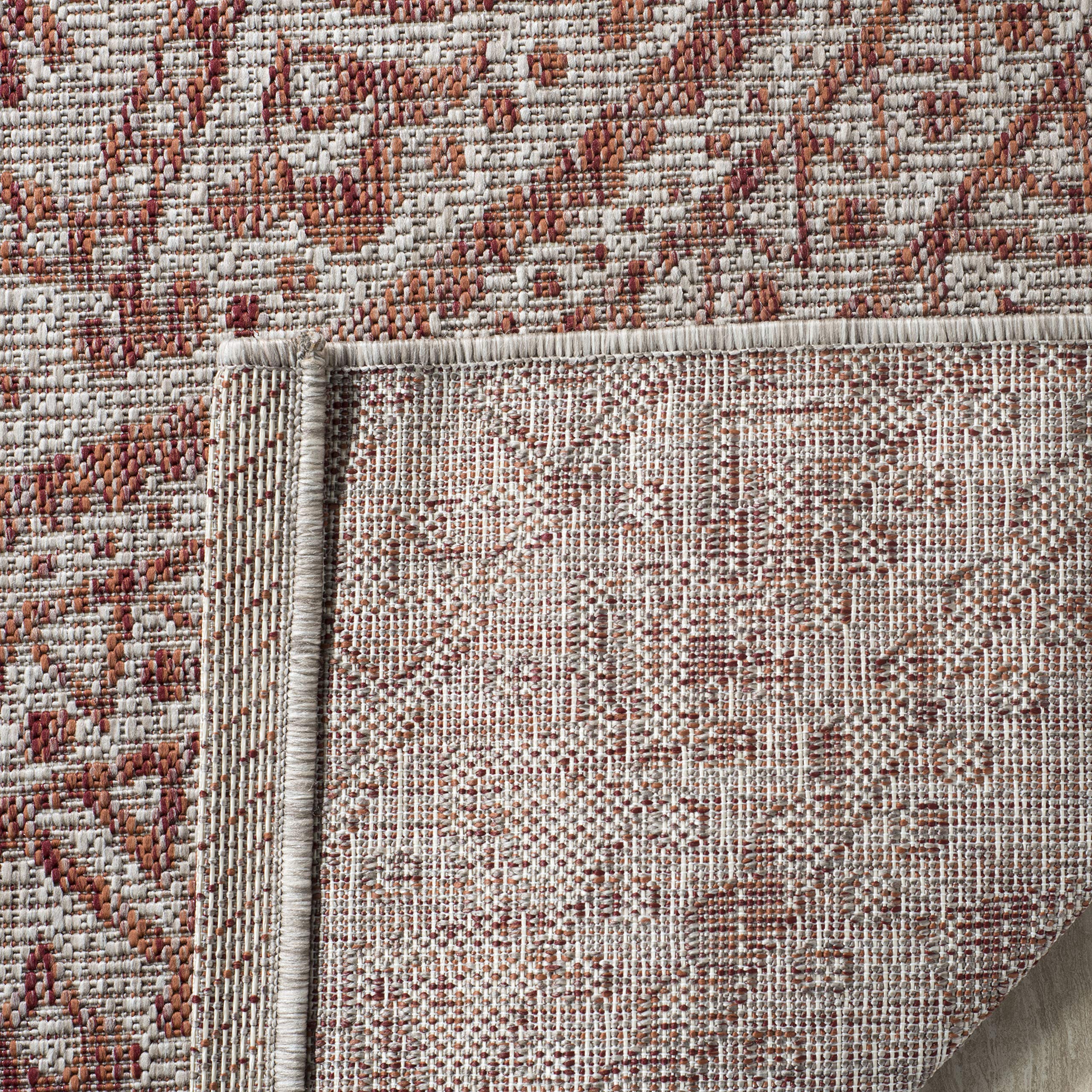 Safavieh Courtyard Collection 4' Square Light Beige/Terracotta Cy8734 Indoor/ Outside Waterproof Easy Cleansingpatio Backyard Mudroom Accent Mat