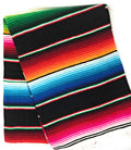 Mexitems Large Authentic Mexican Blanket Colorful Serape Blanket 7 X 5 (Pick Your Color) (Black)