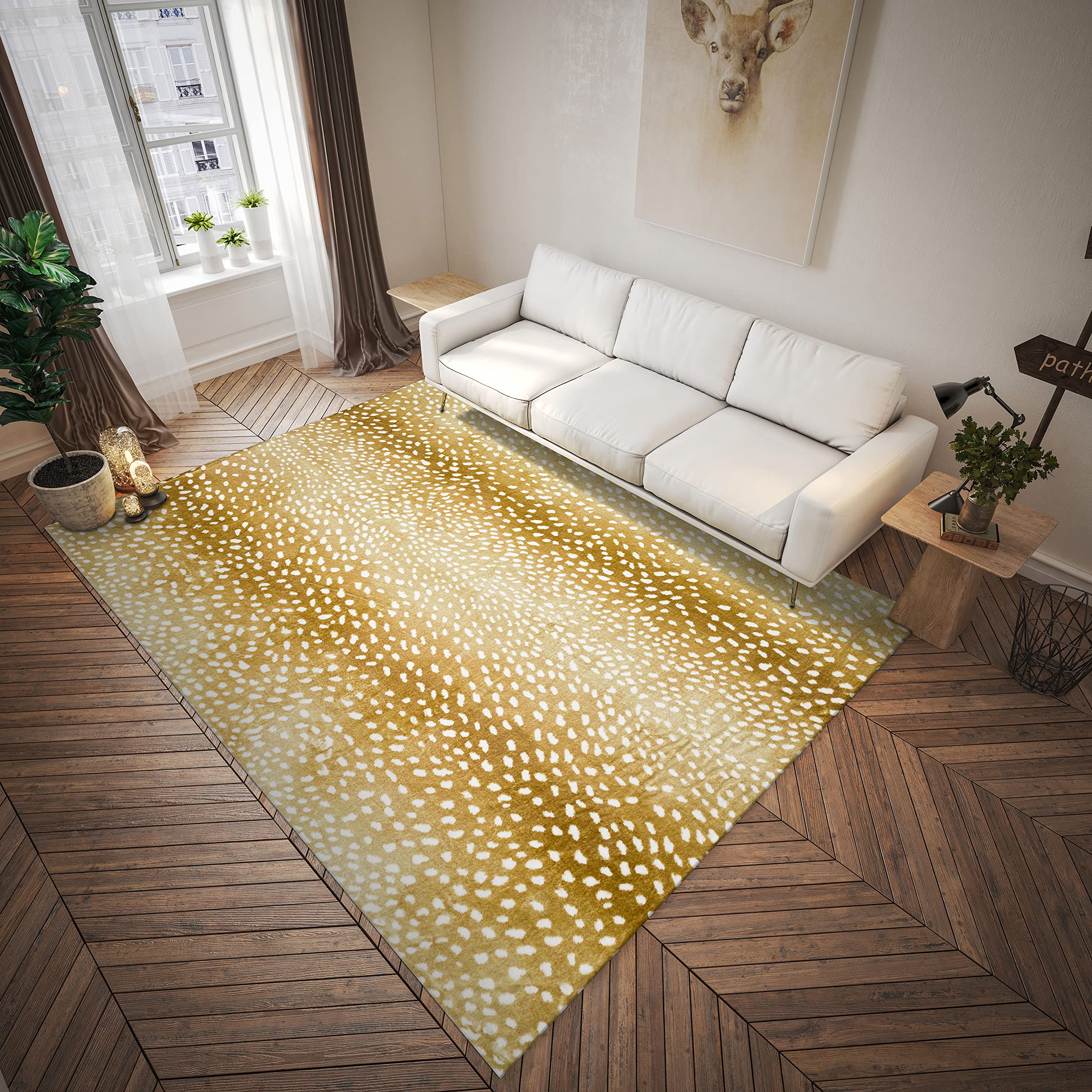 Dalyn Rugs Akina Antelope Animal Print Ak3 Faux Fur Gold 3' X 5'