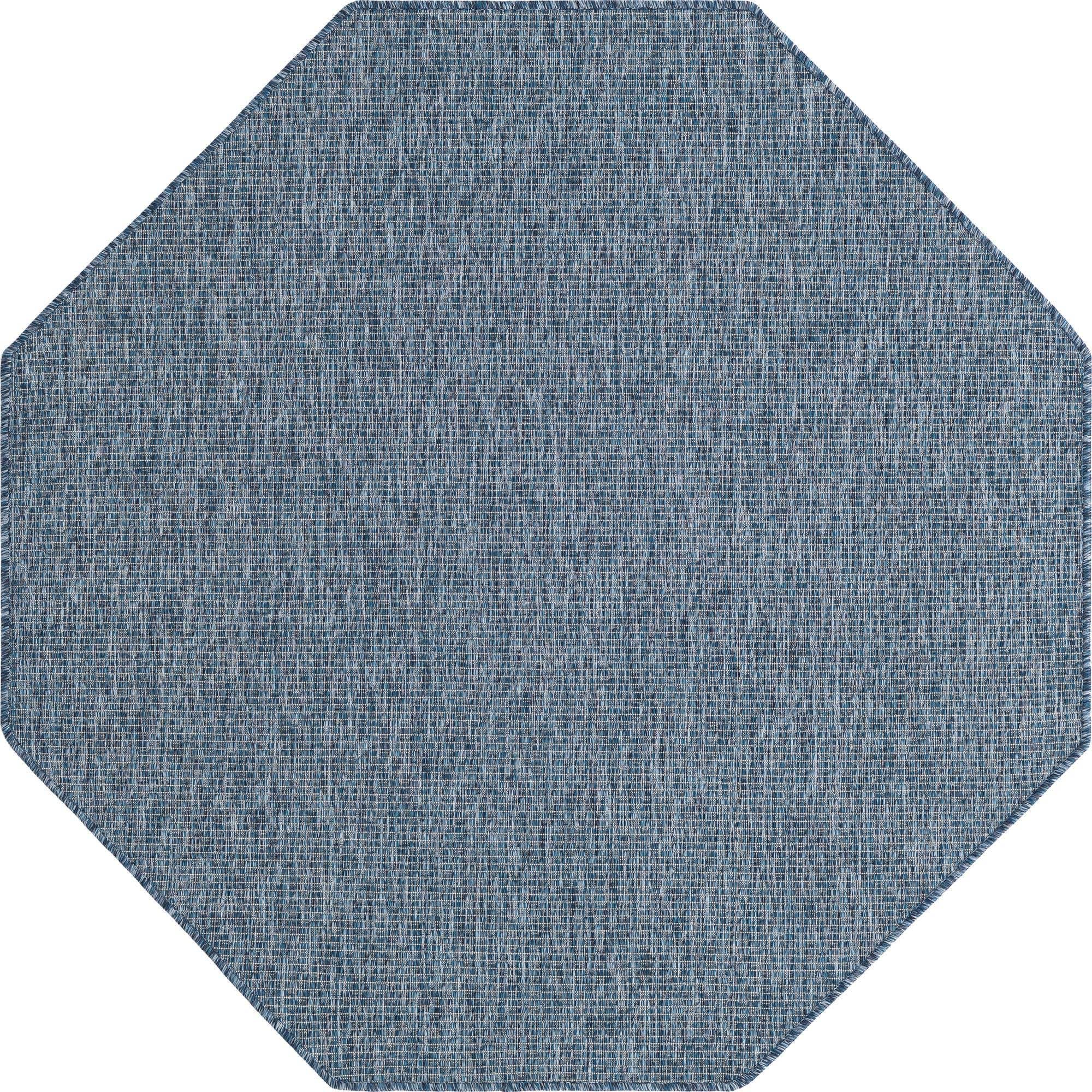 Unique Loom Outdoor Solid Collection Area Rug (5' Octagon Blue/Navy Blue)