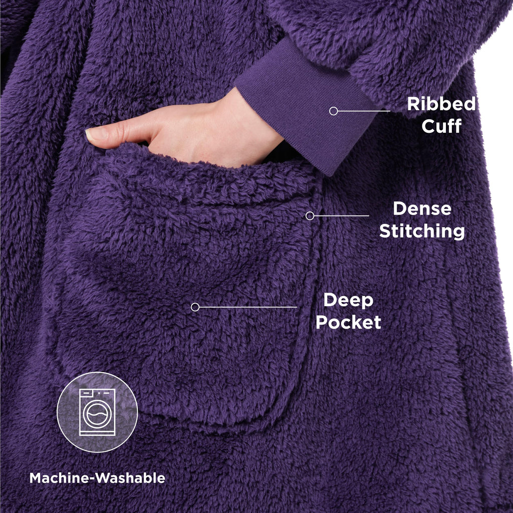 Bedsure Wearable Blanket Hoodie Gifts For Women - Cozy Sherpa Hoodie Blanket For Adult Men, Warm Hooded Blanket Sweatshirt, Dark