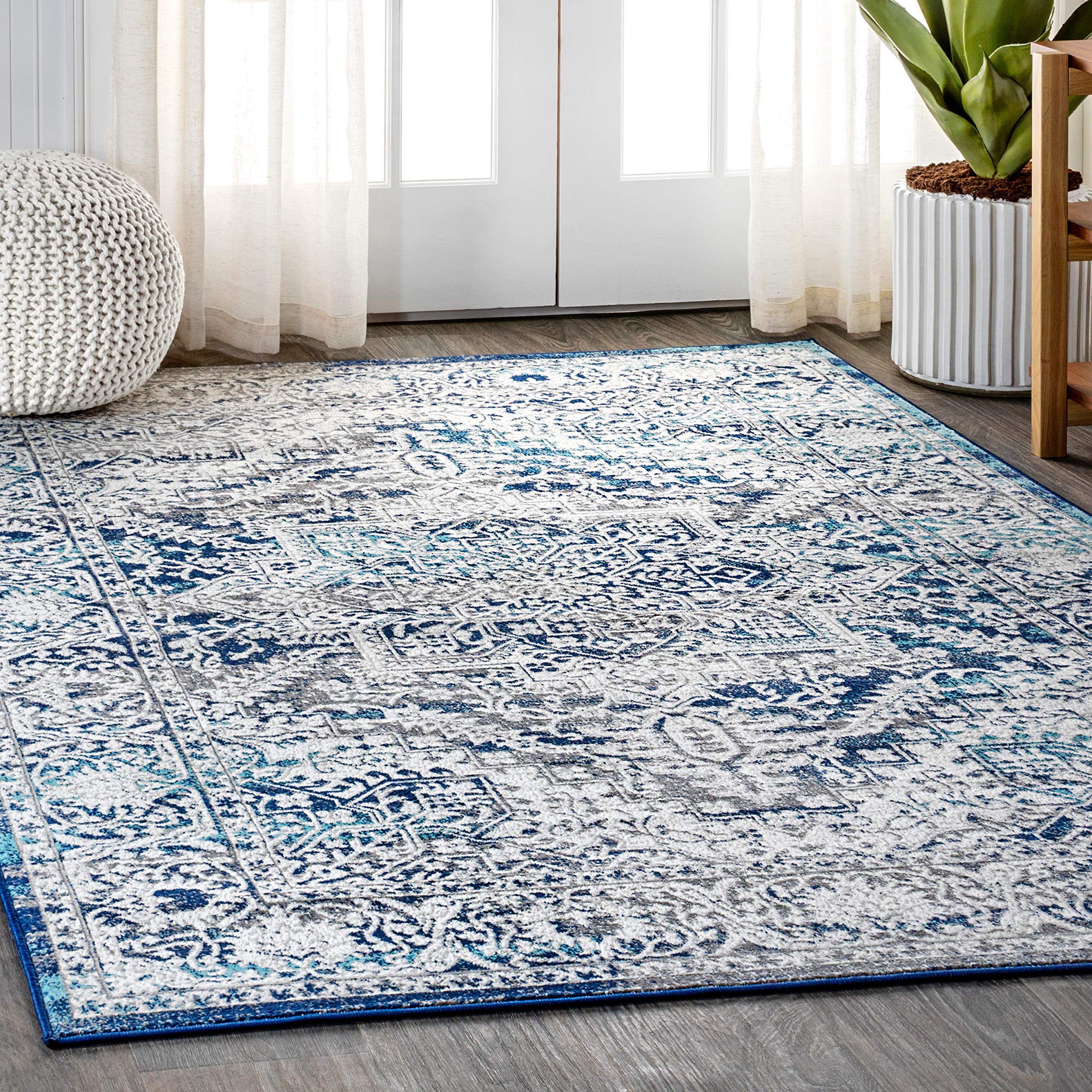 JONATHAN Y MDP100B-8 Modern Vintage Medallion Indoor Area -Rug Country Floral Easy -Cleaning Bedroom Kitchen Living Room, 8 X 10