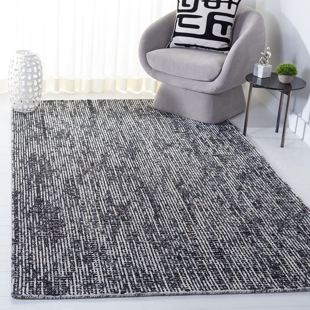 SAFAVIEH Abstract Collection Area Rug - 8' x 10', Black & Grey, Handmade Wool, Ideal for High Traffic Areas in Living Room, Bedr