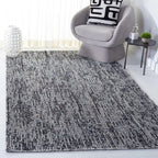 SAFAVIEH Abstract Collection Area Rug - 8' x 10', Black & Grey, Handmade Wool, Ideal for High Traffic Areas in Living Room, Bedr