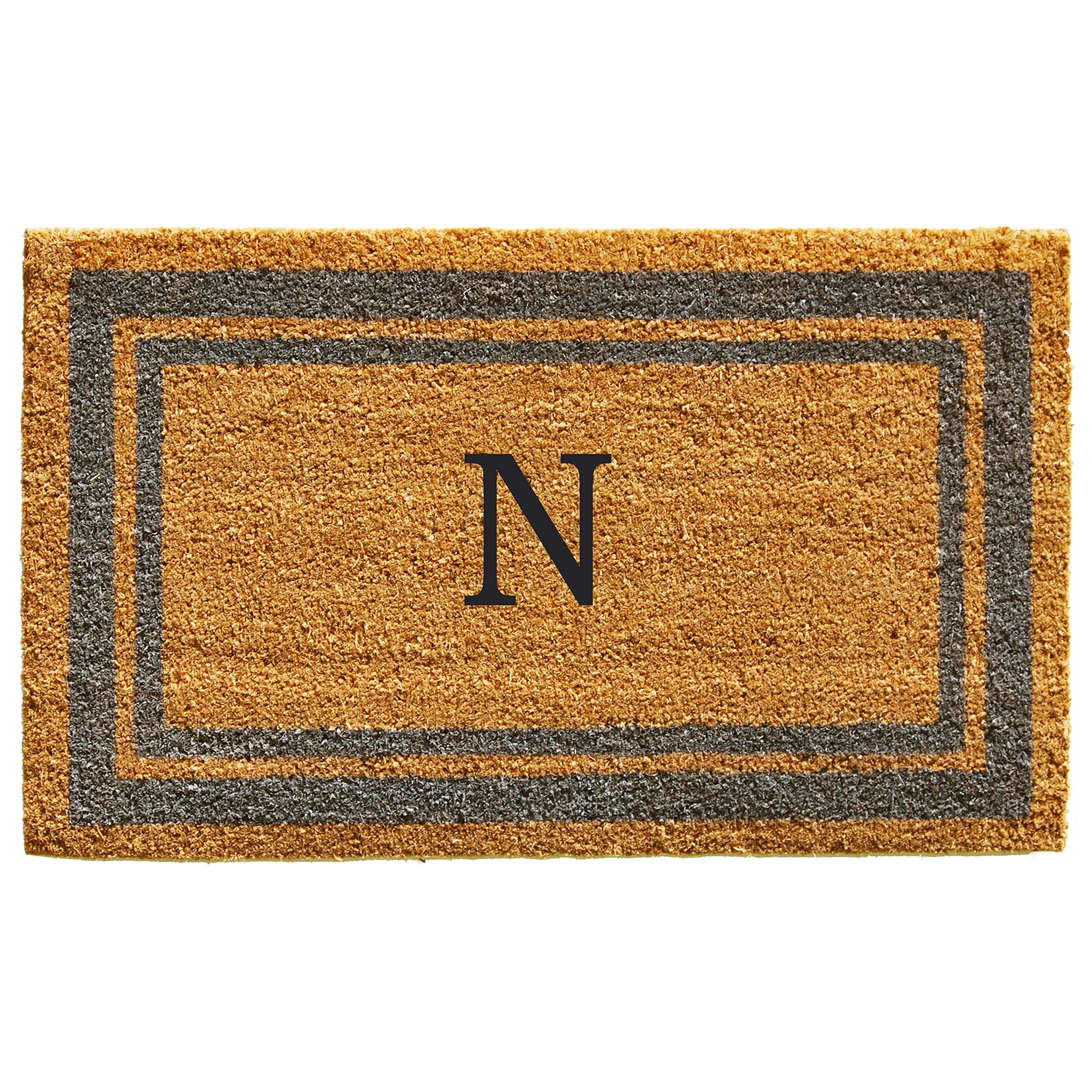 Calloway Mills 153022436N Periwinkle Border 24 x 36 Monogram Doormat, (Letter N)