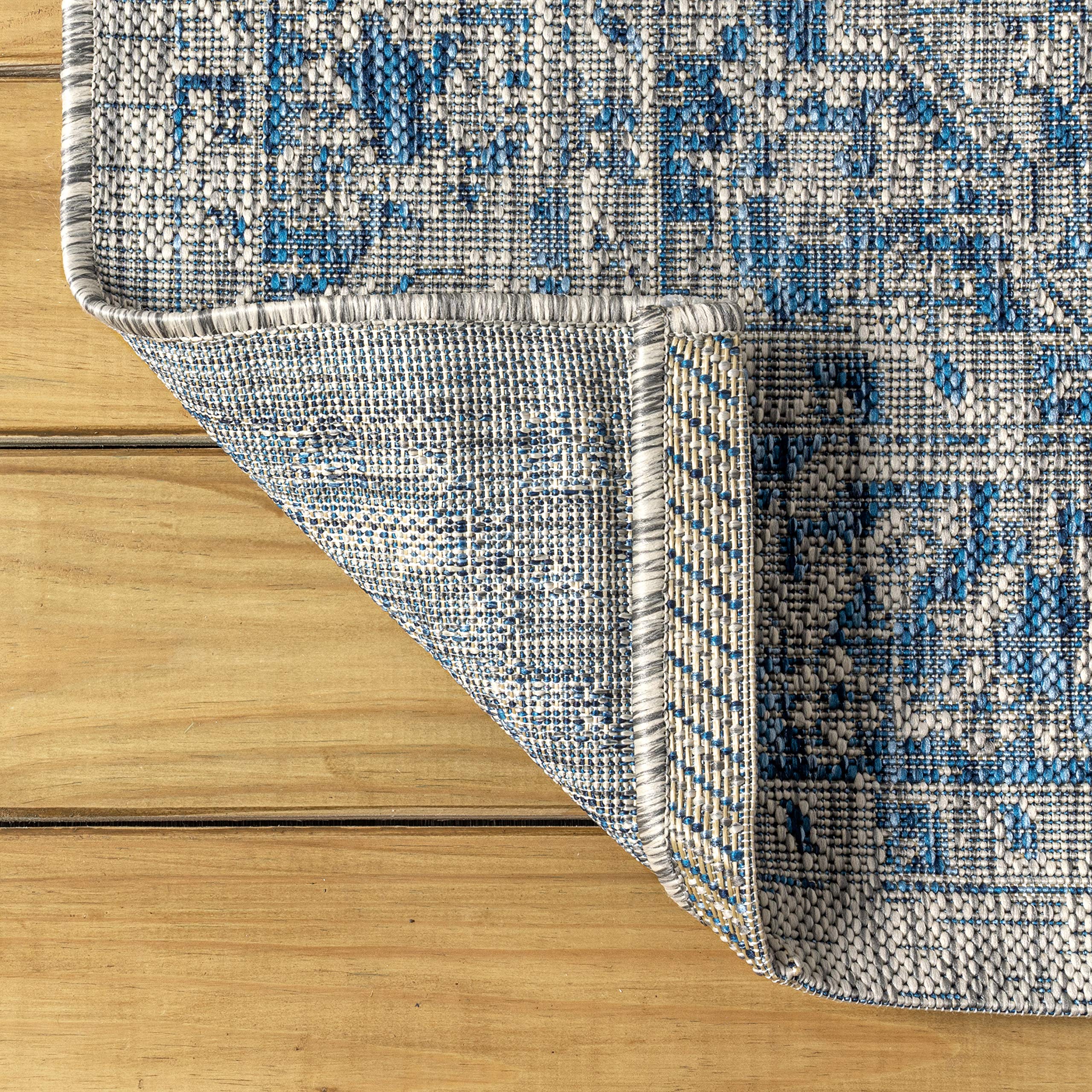 Jonathan Y Smb102B-8 Rozetta Boho Medallion Textured Weave Indoor Outdoor -Area Rug Coastal Bohemian Rustic Glam Easy-Cleaning Bedroom Kitchen Backyard Patio Non Shedding, 8 X 10, Gray/Navy