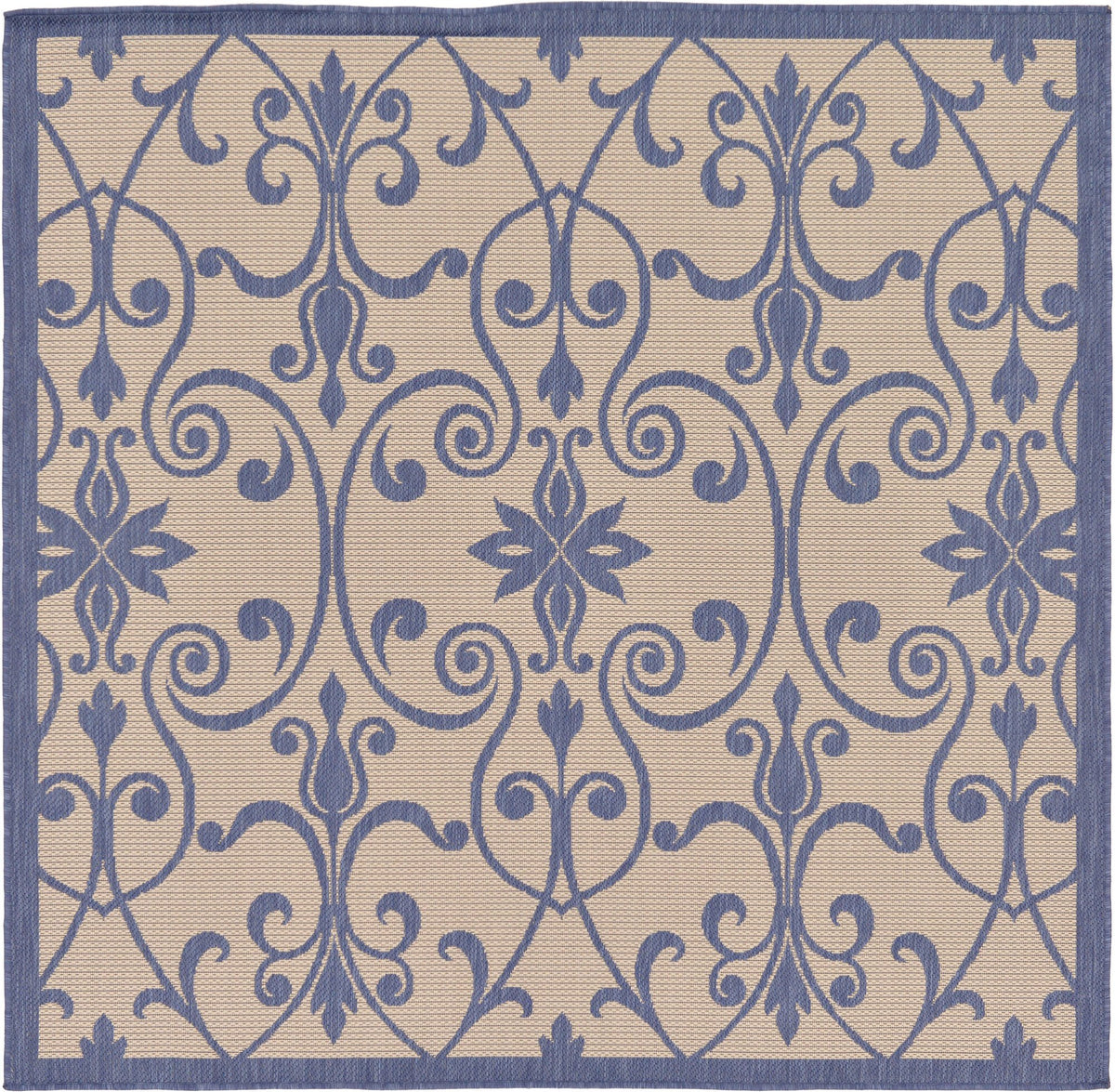 Unique Loom Outdoor Botanical Collection Area Rug - Gate (6 1 Square, Blue/ Beige)