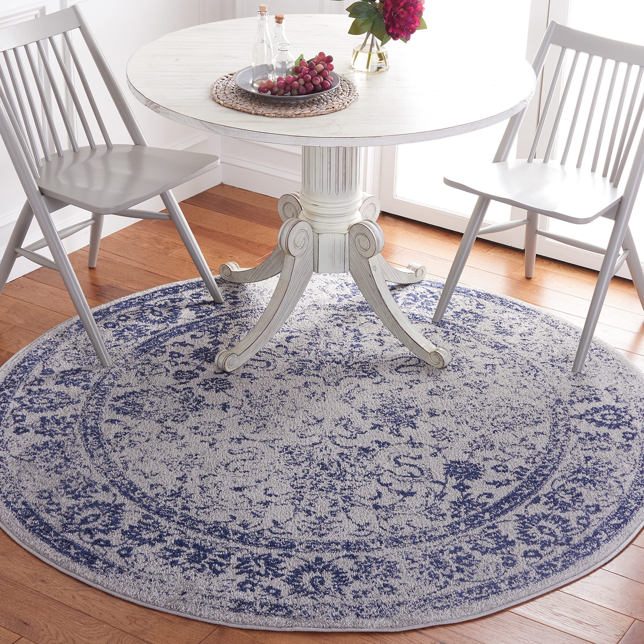 SAFAVIEH Adirondack Collection 6 Round Grey / Navy ADR109P Oriental Distressed Non-Shedding Dining Room Entryway Foyer Living R