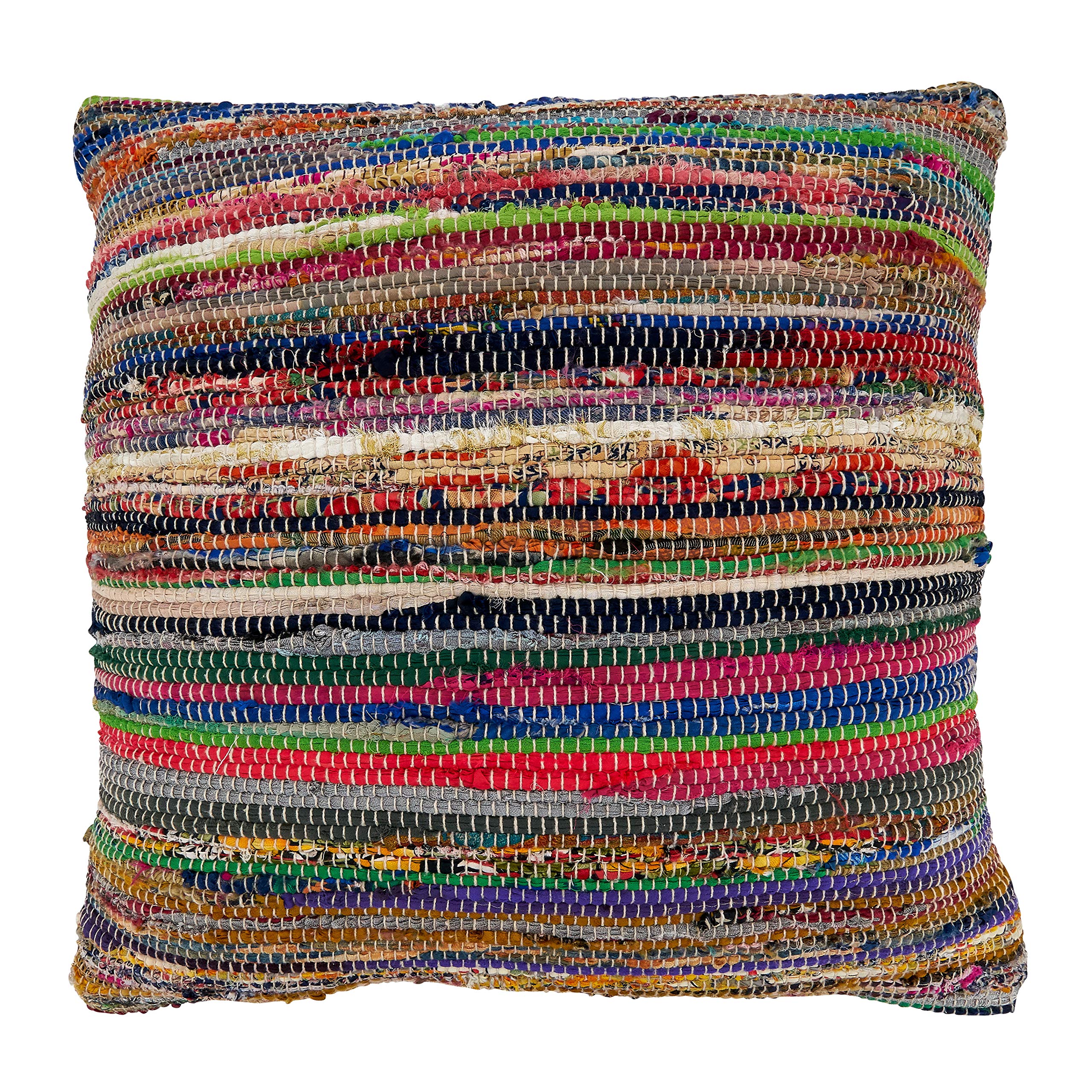 Saro Lifestyle Authentic Collection Multi-Colored Chindi Pillow Cover, 22'