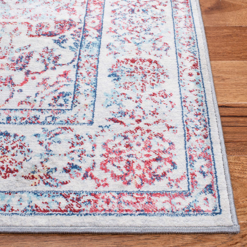 Safavieh Brentwood Collection 8' X 10' Ivory/Blue Bnt832B Medallion Distressed Non-Shedding Living Room Bedroom Dining Home Offi