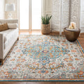 SAFAVIEH Madison Collection 67 Square Grey/Light Blue MAD447F Boho Chic Medallion Distressed Non-Shedding Living Room Bedroom D