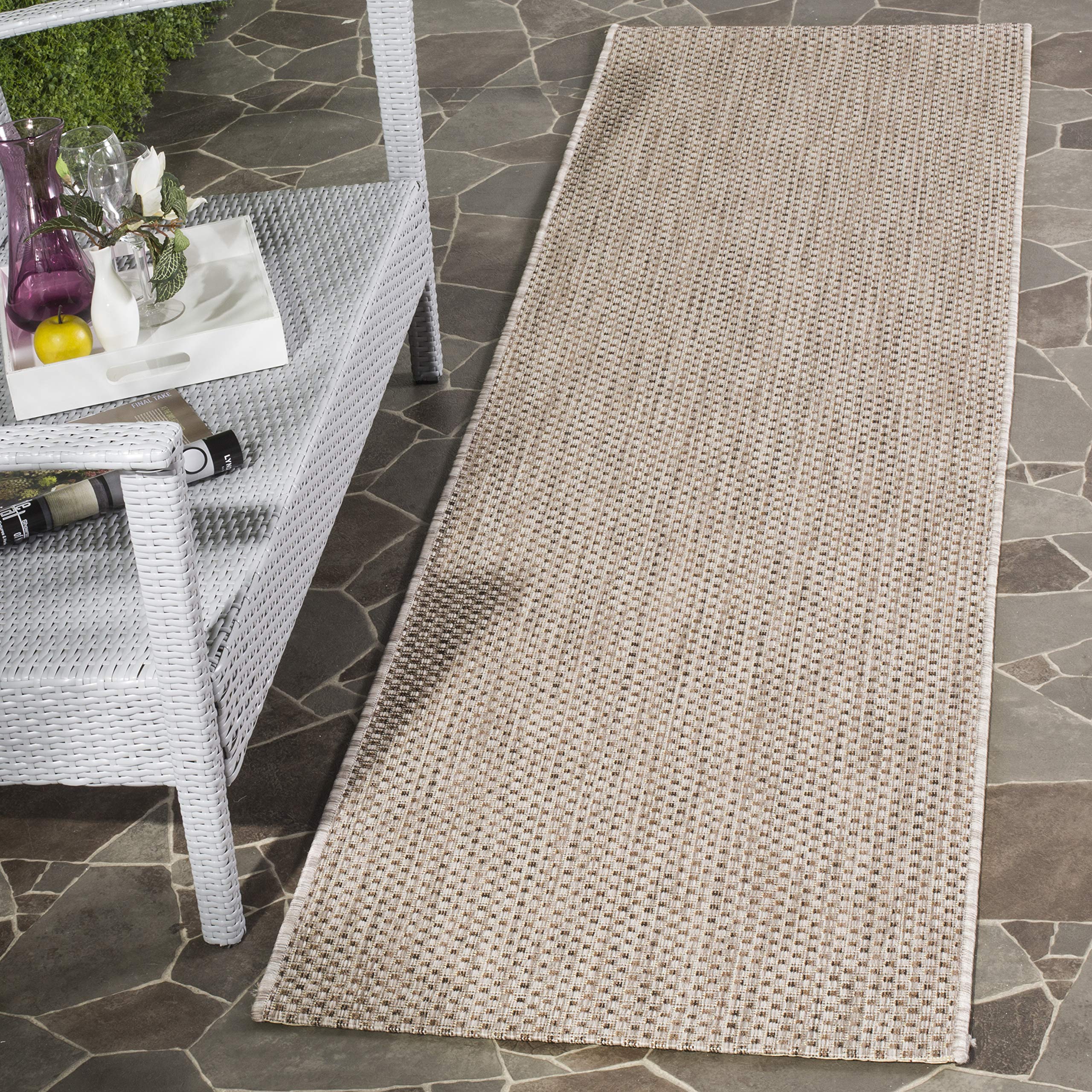SAFAVIEH Courtyard Collection 23 x 22 Beige/Brown CY8521 Indoor/ Outdoor Waterproof Easy-Cleaning Patio Backyard Mudroom Runne