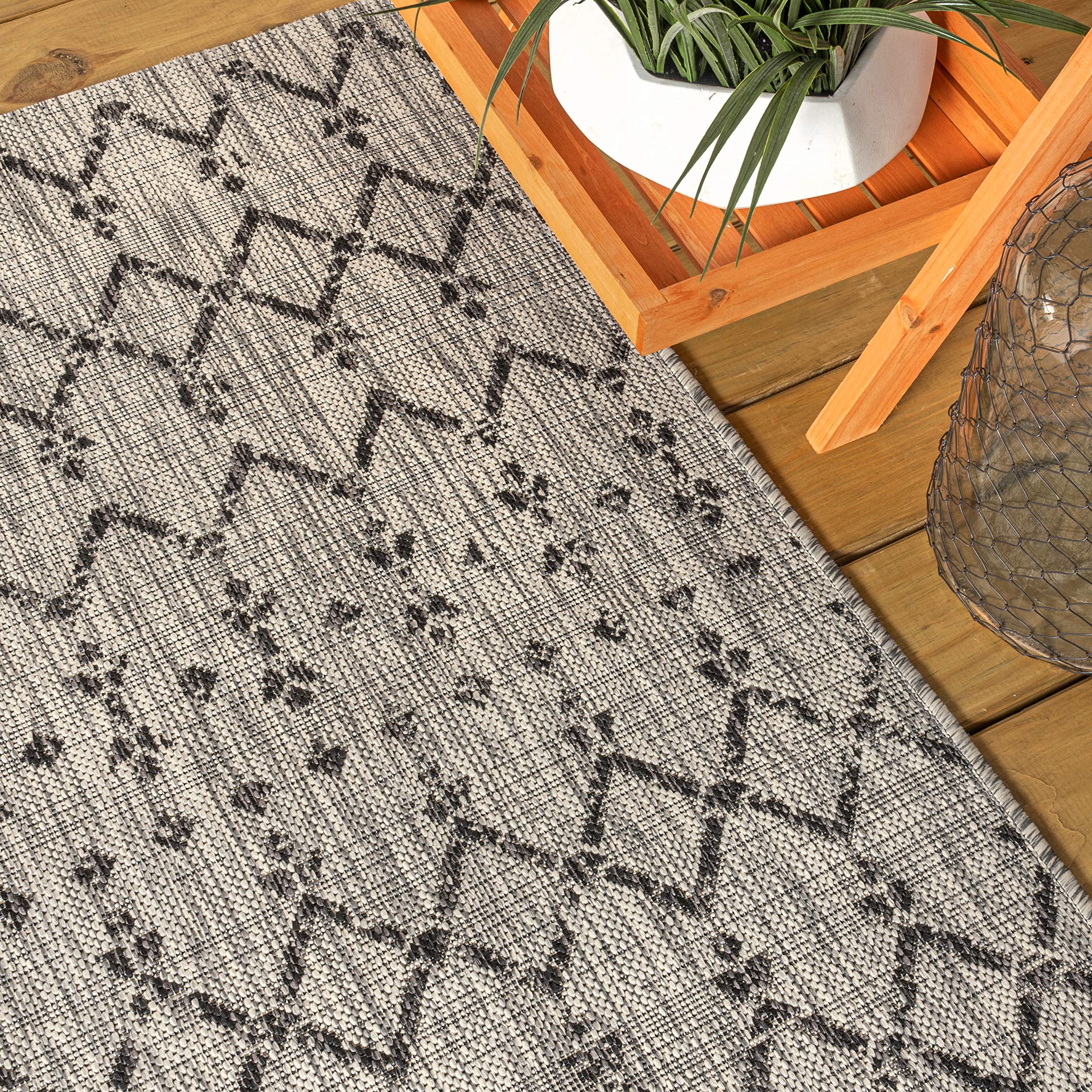 Jonathan Y Smb108E-5Sq Ourika Moroccan Geometric Textured Weave Indoor Outdoor Area Rug, Bohemian, Rustic, Scandinavian Easy Cle