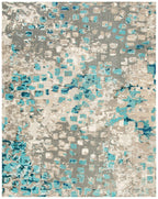 Safavieh Madison Collection Area Rug - 10' X 14', Grey & Blue, Boho Abstract Distressed Design, Non-Shedding & Easy Care, Ideal