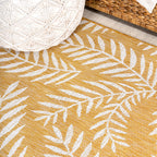 Jonathan Y Smb119C-5R Nevis Palm Frond Indoor Outdoor Area Rug, Coastal, Casual, Country Easy Cleaning,Bedroom,Kitchen,Backyard,Patio,Non Shedding, Yellow/Cream, 5' Round
