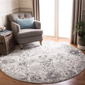 SAFAVIEH Madison Collection Area Rug - 67 Round, Cream & Silver, Boho Chic Glam Paisley Design, Non-Shedding & Easy Care, Ideal
