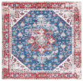 SAFAVIEH Tucson Collection Area Rug - 5 Square, Blue & Red, Persian Medallion Design, Non-Shedding Machine Washable & Slip Resi