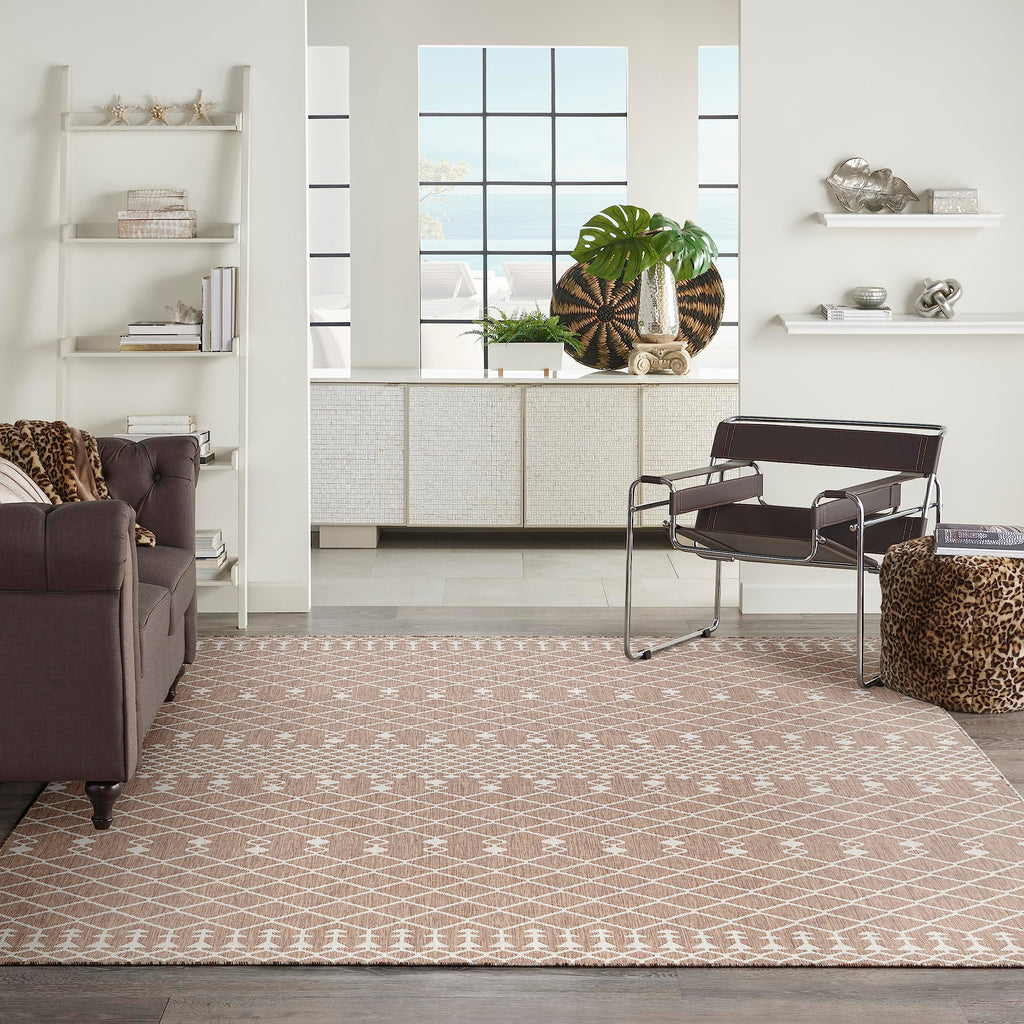Nourison Positano Indoor/Outdoor Beige 8' X 10' Area Rug, Easy Cleaning, Non Shedding, Bed Room, Living Room, Dining Room, Backyard, Deck, Patio (8X10)