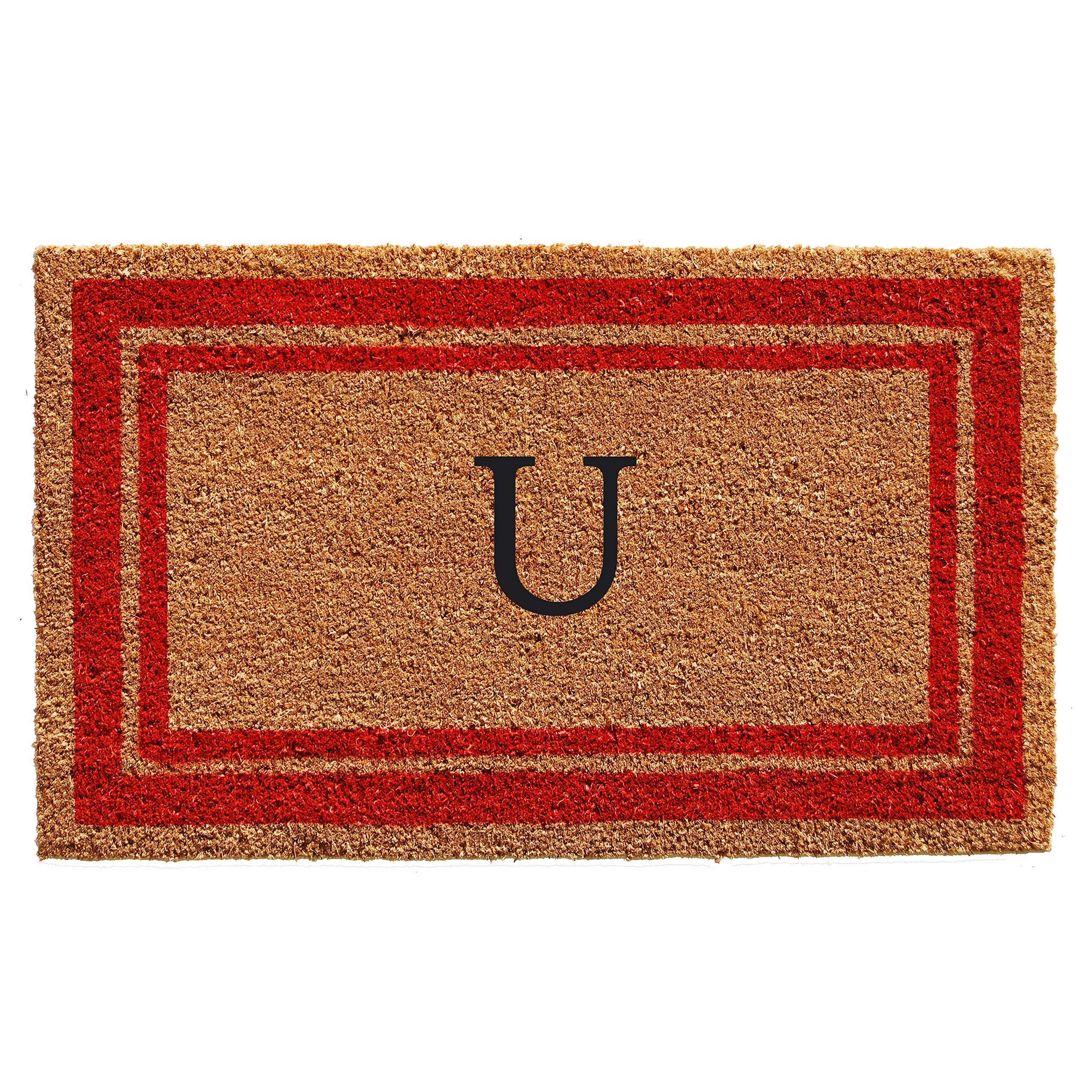Calloway Mills 153032436U Red Border 24 x 36 Monogram Doormat, (Letter U)