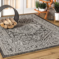 JONATHAN Y SMB101D-6 Sinjuri Medallion Textured Weave Gray/Black 6 ft. x 9 ft. Indoor/Outdoor Area Rug, Pet Friendly, Non-Sheddi