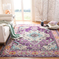 SAFAVIEH Monaco Collection X-Large Area Rug - 11 x 15, Violet & Light Blue, Medallion Distressed Design, Non-Shedding & Easy C