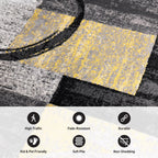 Rugshop Contemporary Abstract Circle Design Soft Area Rug 6' 6'' Round Yellow