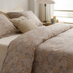 Heimenaogo Egyptian Cotton Duvet Cover Queen Size Sateen Weave, Silky Soft Boho Duvet Cover Zipper Closure, Long Staple Cotton B