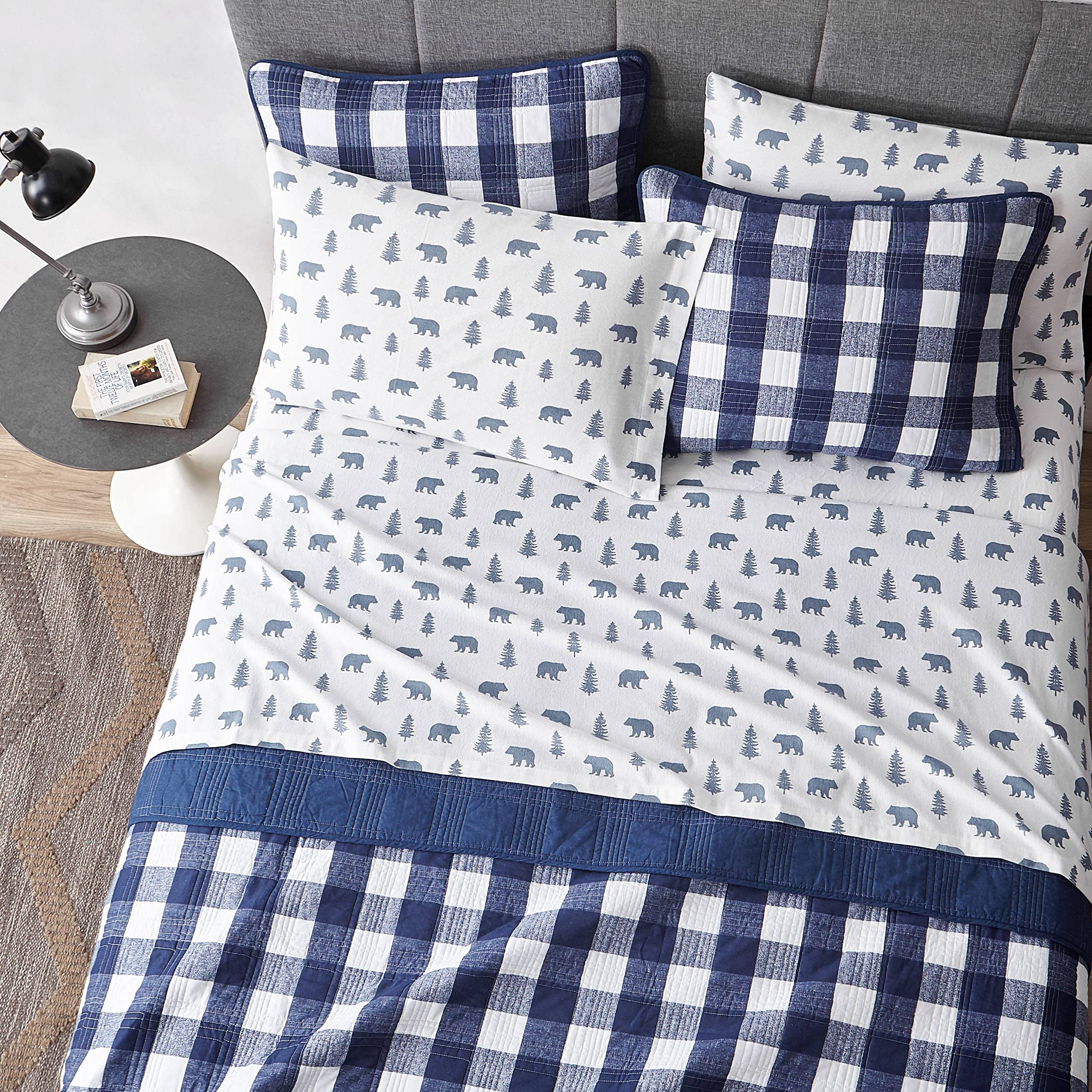 Eddie Bauer - Queen Sheets, Cotton Flannel Bedding Set, Brushed For Extra Softness, Cozy Home Decor (Bears & Trees, Queen)