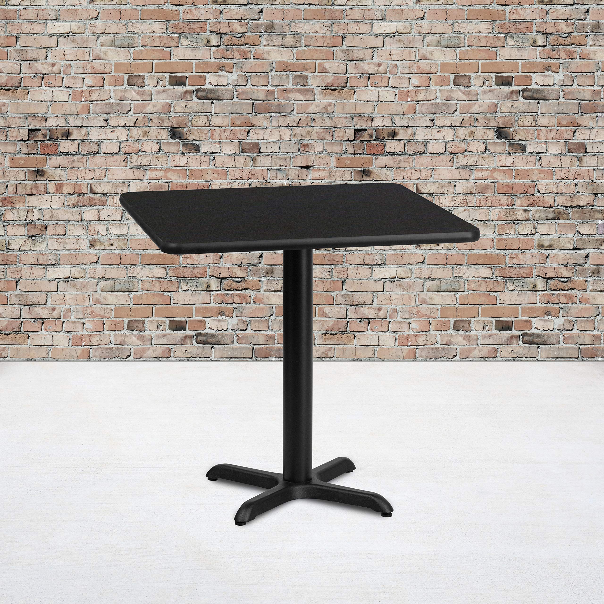 Flash Furniture 30'' Square Black Laminate Table Top with 22'' x 22'' Table Height Base