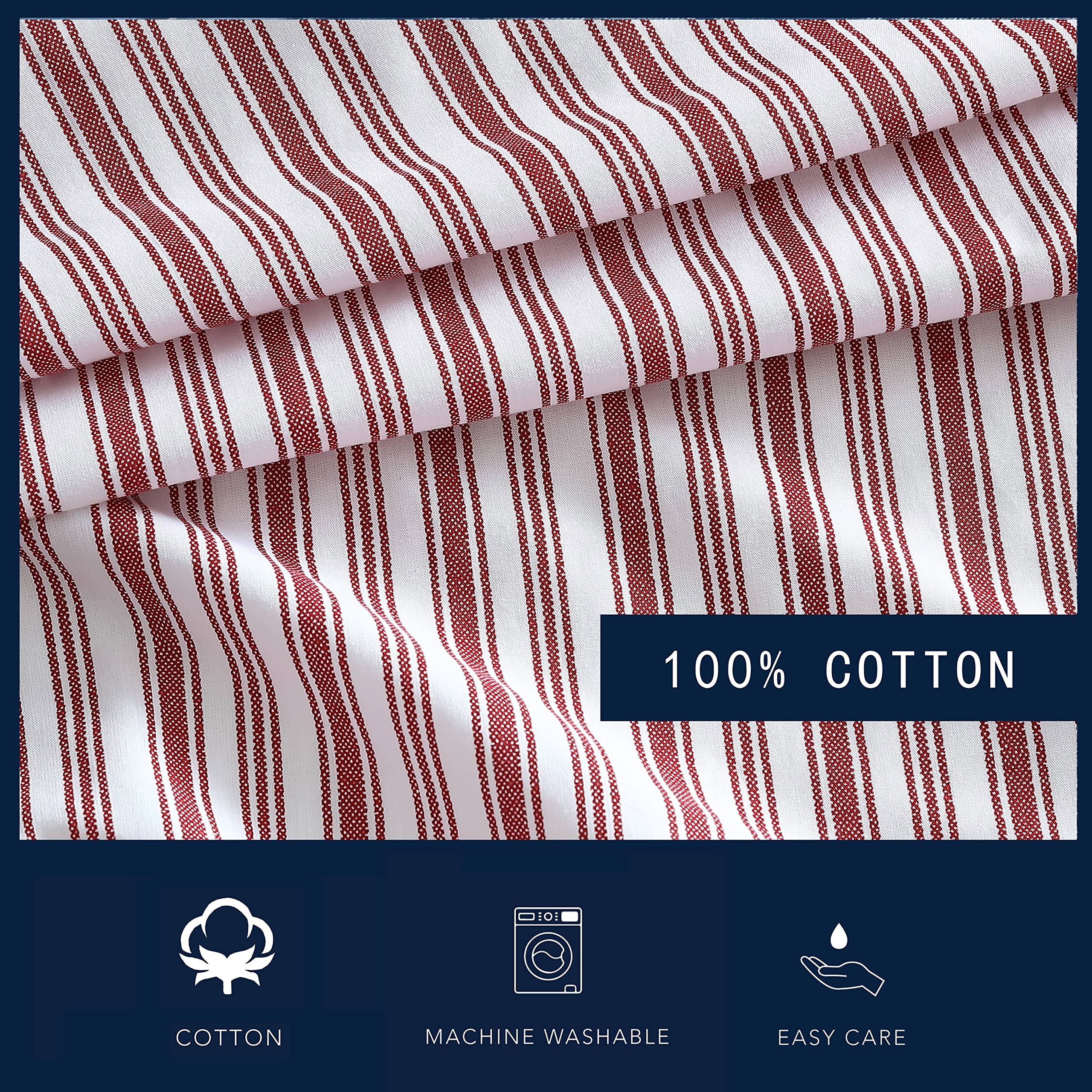Nautica - Full Sheet Set, Cotton Percale Bedding Set, Crisp & Cool, Lightweight & Breathable (Coleridge Red, Full)
