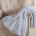 Christian Siriano Grey Chevron Throw In Gift Box, Grey Polyester, 1-Piece Giftable Throw Blanket, Geometric Themed, Oeko-Tex Cer