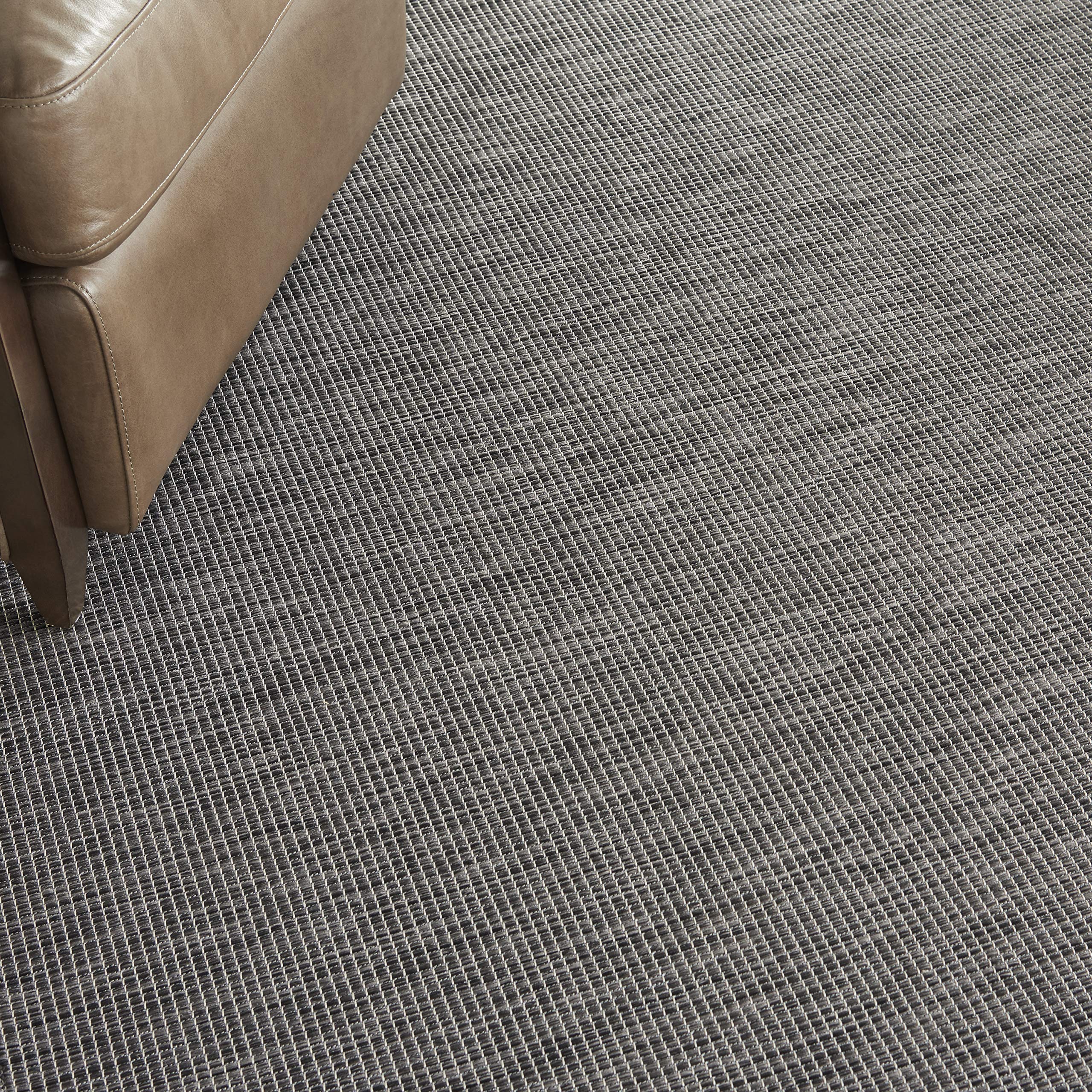 Nourison Positano Indoor-Outdoor Charcoal 7' X 10' Area Rug, Easy Cleaning, Non Shedding, Bed Room, Living Room, Dining Room, Ba