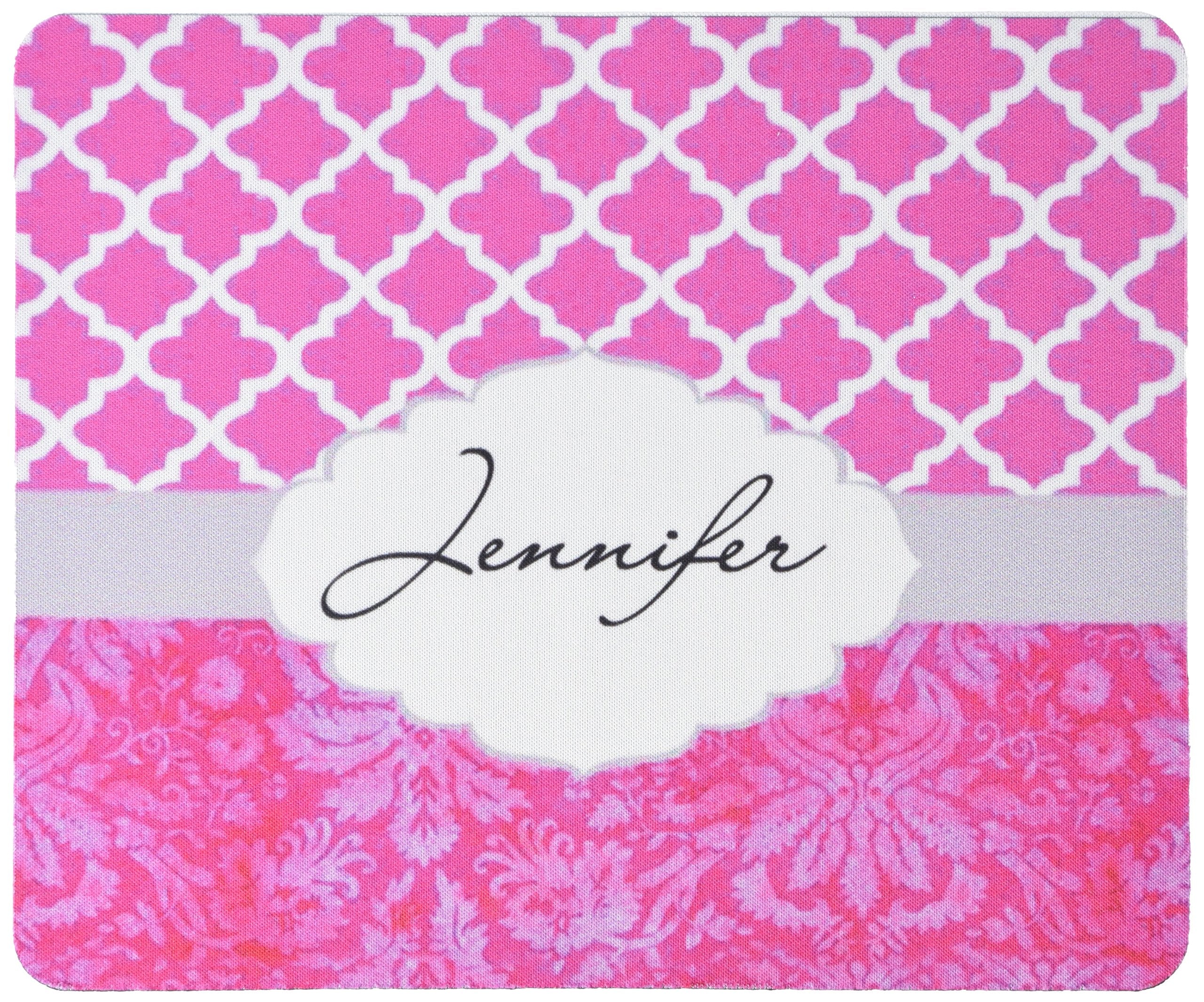 Personalized Pink Plaid Vs Hot Pink Vintage European Pattern Unique Custom Mouse Pad Mousepad