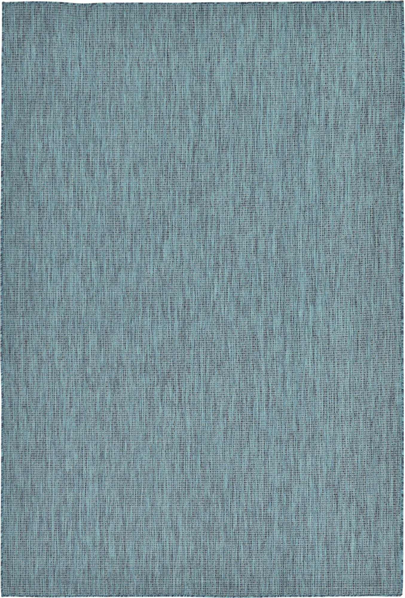 Unique Loom Collection Casual Transitional Solid Heathered Indoor/Outdoor Flatweave Area Rug (6' 1' X 9' Rectangle, Teal/Navy B