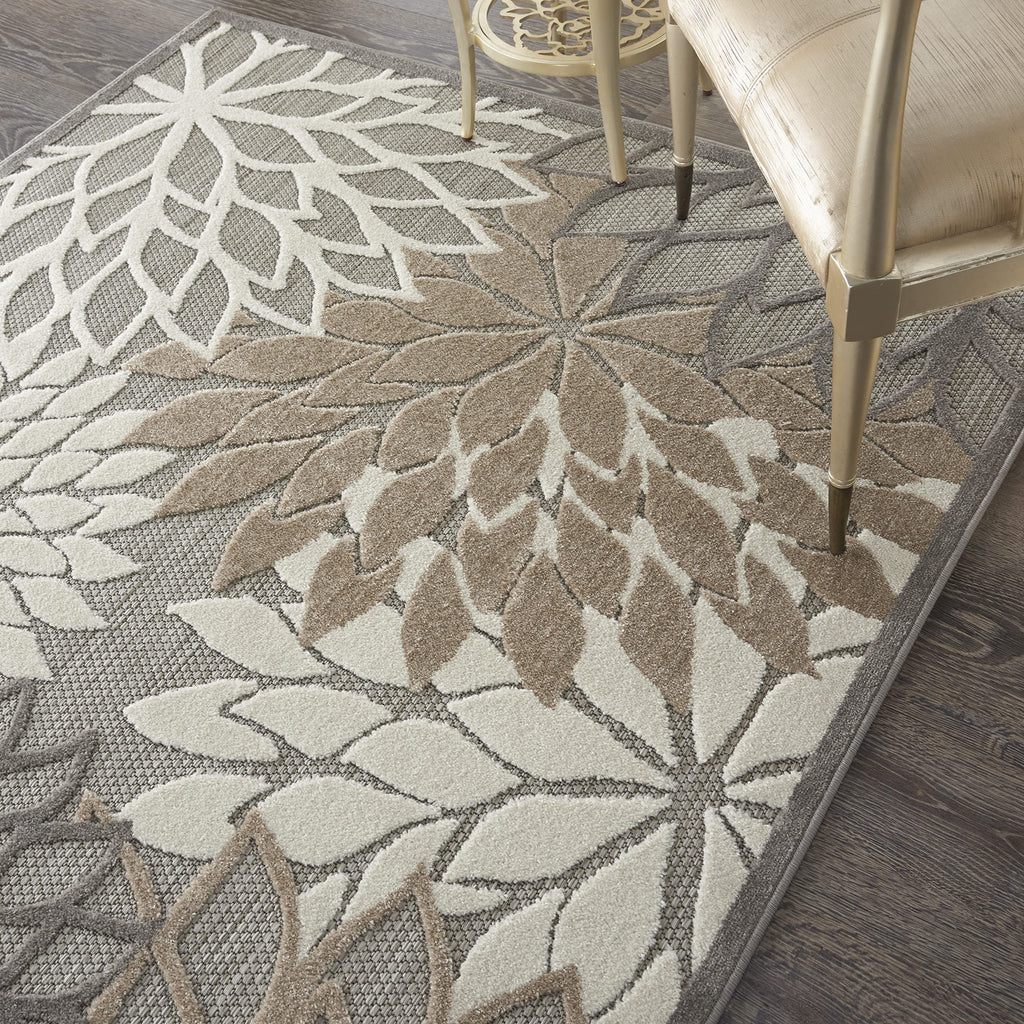 Nourison Aloha Indoor/Outdoor Area Rug 6' X 9', Natural, Rectangular, 0.25' Thick, Easy-Cleaning Non Shedding Bed Room Living Room Dining Room Deck Backyard Patio