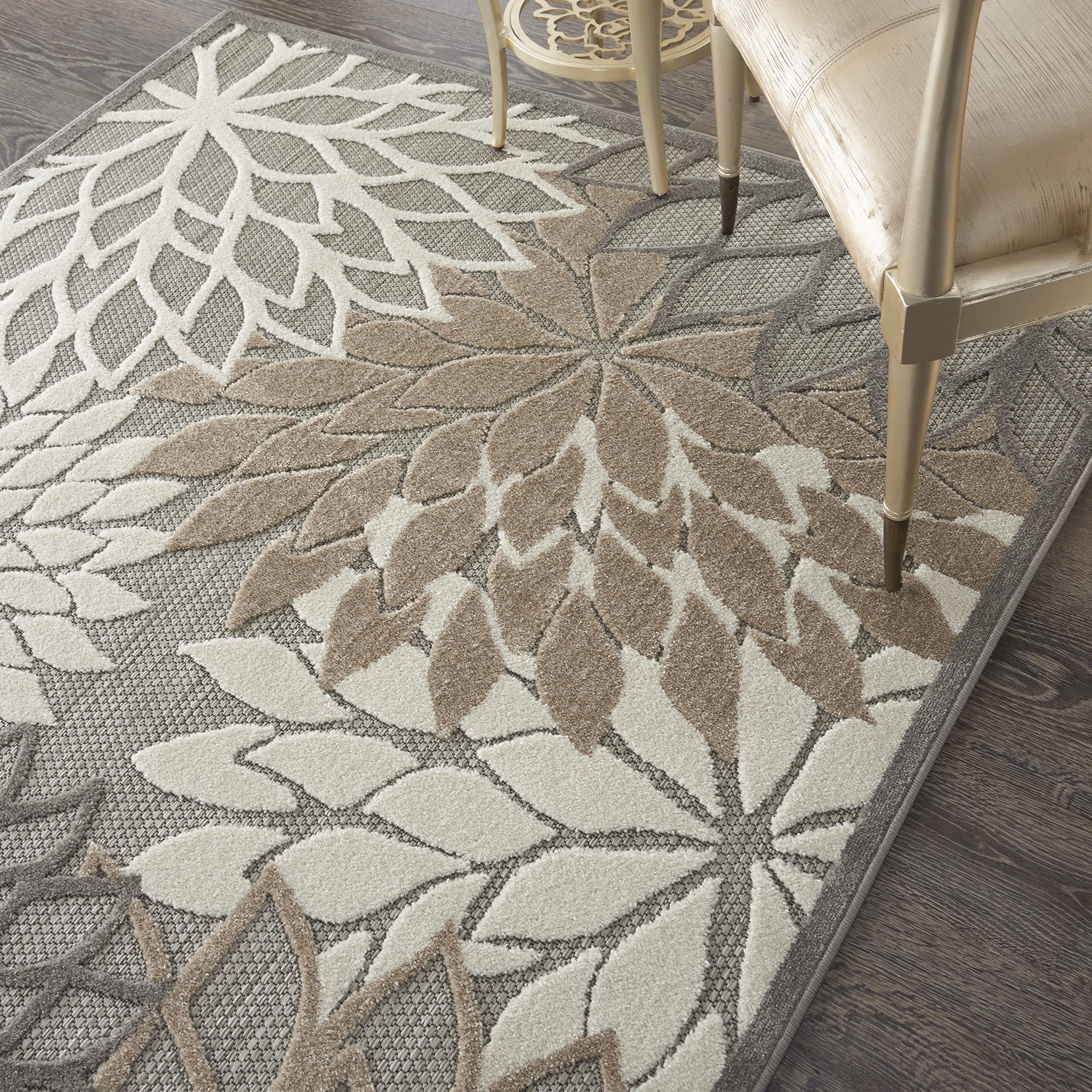 Nourison Aloha Indoor/Outdoor Area Rug 6' X 9', Natural, Rectangular, 0.25' Thick, Easy-Cleaning Non Shedding Bed Room Living Room Dining Room Deck Backyard Patio