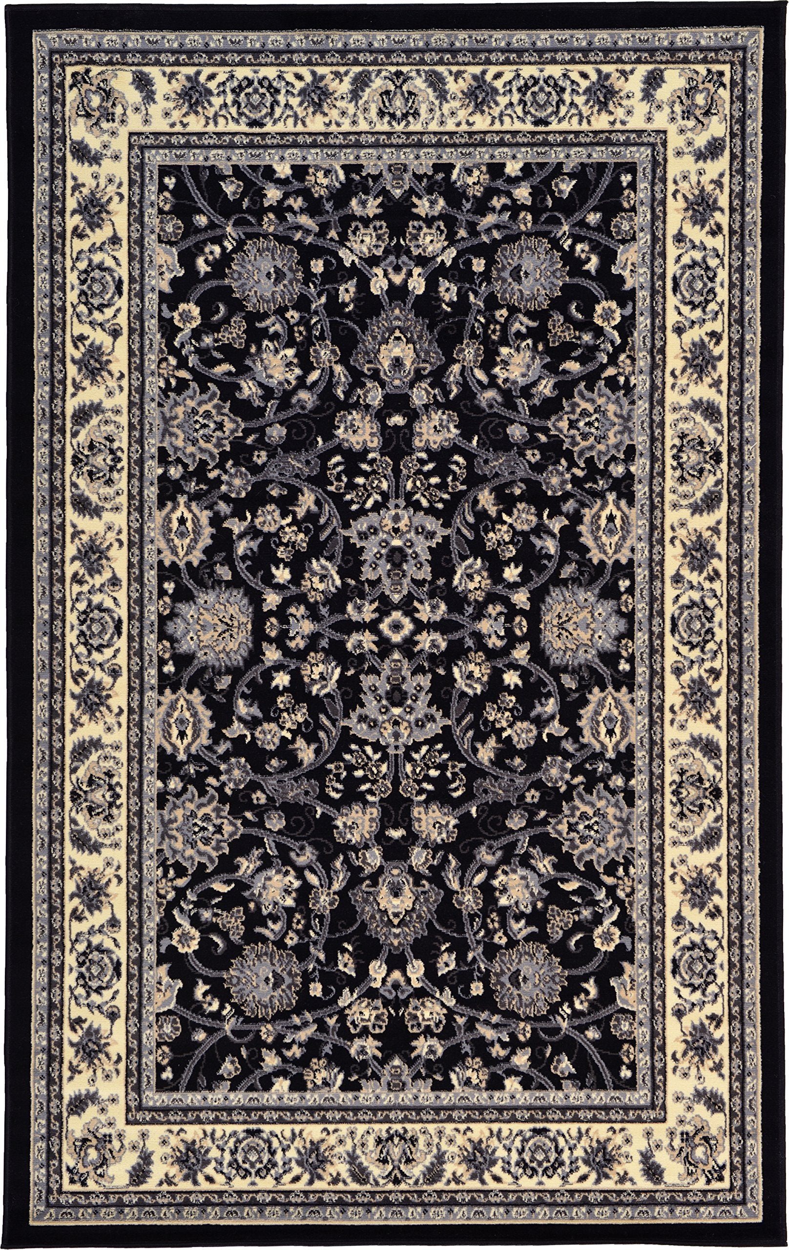 Unique Loom Sialk Hill Collection Area Rug - Washington (5 3 x 8 Rectangle Black/Gray)