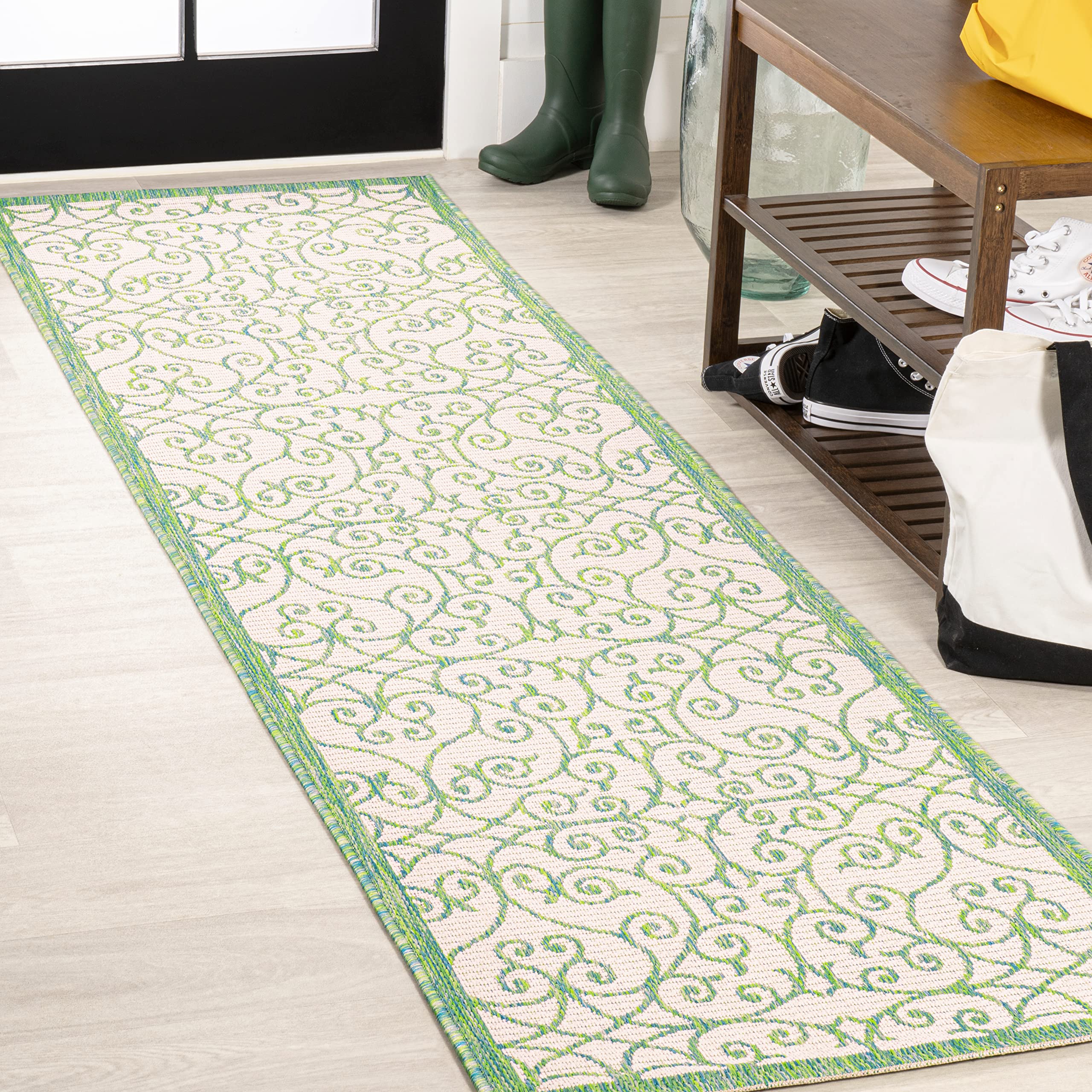 Jonathan Y Smb107J-28 Madrid Vintage Filigree Textured Weave Indoor Outdoor Area Rug, Classic, Traditional, Transitional Easy Cl