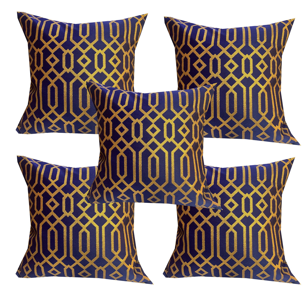 Pinkparrot Dupian Jacquard Multi Colour Throw Pillow Covers/Cushion Covers (16X16 Inches)  Set Of 5 Pcs