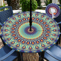 Buwuta Outdoor Tablecloth With Umbrella Hole Waterproof Round Fitted Tablecloth With Elastic Zippered Wipeable Table Cloth Round
