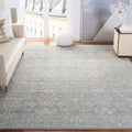 SAFAVIEH Evoke Collection 67 Square Silver / Ivory EVK270Z Shabby Chic Distressed Non-Shedding Living Room Bedroom Dining Home 